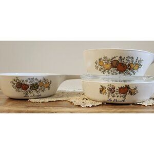 Corningware Pan Set Spice O' Life - 3 pans & 1 lid Vintage Set